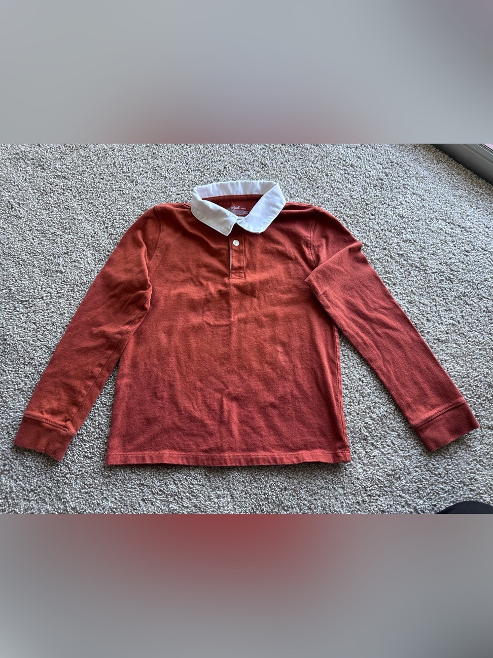 Cat & Jack Rust Long-Sleeve Polo with White Collar